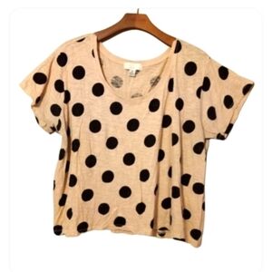 Forever21 3X Cotton Blend Polka Dot Crop Top in Black on Beige